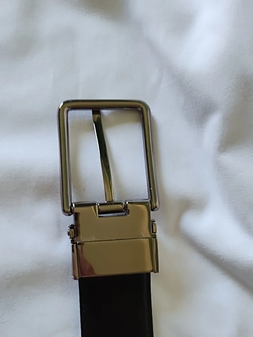 Men's Classic Blue or Black Reversible Leather Belt with Silver Buckle